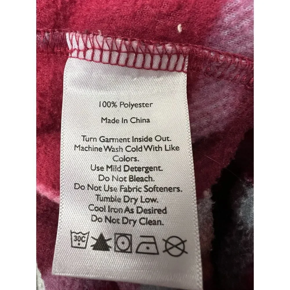 Eddie Bauer fleece 1/4 zip jacket Plaid Pink Woman’s Large